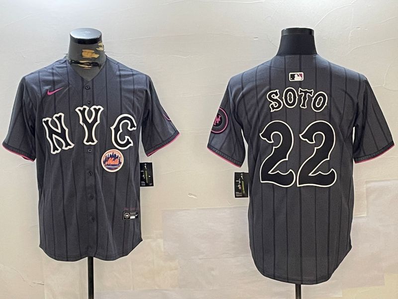 Men New York Mets 22 Soto Black City Edition 2024 Nike MLB Jersey style 3
